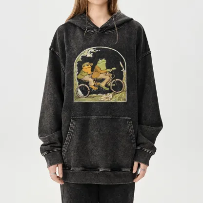 Pagewings Frog And Toad Book Vintage Unisex Washed Hoodie