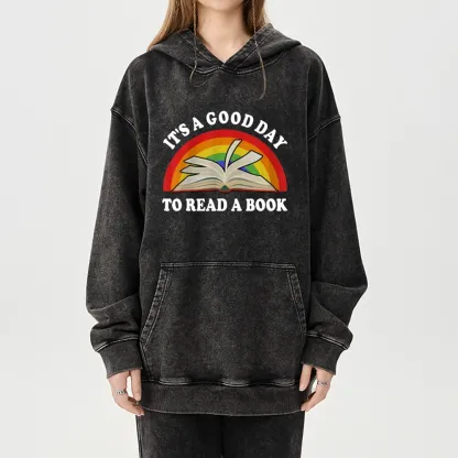 Pagewings It‘s A Good Day To Read A Book Unisex Washed Hoodie