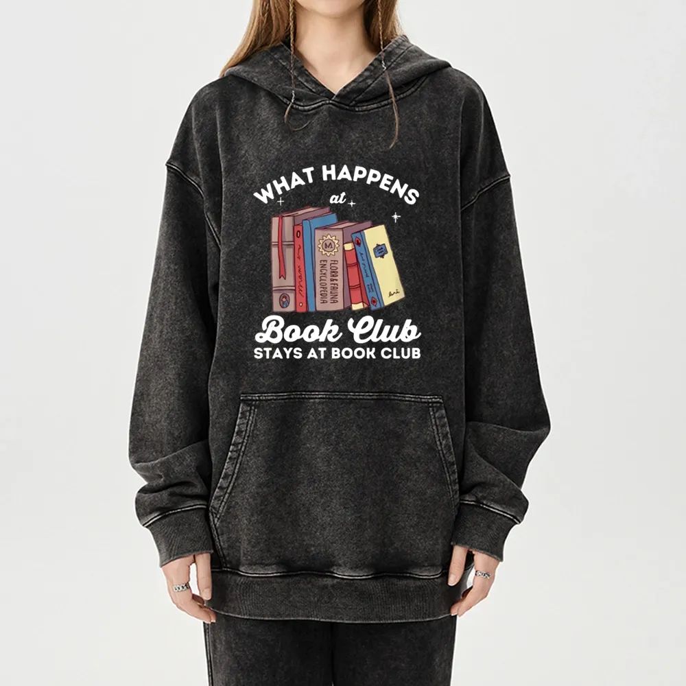 Pagewings Stays At Book Club Book Unisex Washed Hoodie