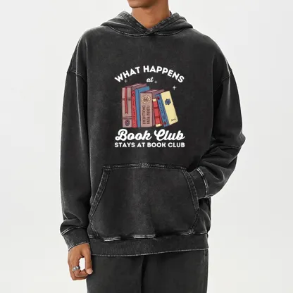 Pagewings Stays At Book Club Book Unisex Washed Hoodie