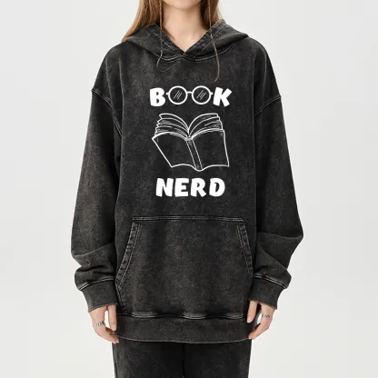 Pagewings Book Nerd Funny Book Unisex Washed Hoodie