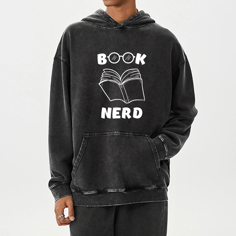 Pagewings Book Nerd Funny Book Unisex Washed Hoodie