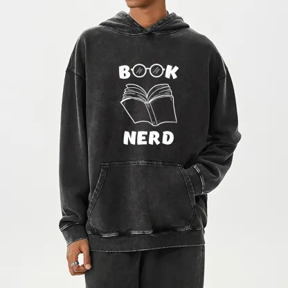 Pagewings Book Nerd Funny Book Unisex Washed Hoodie