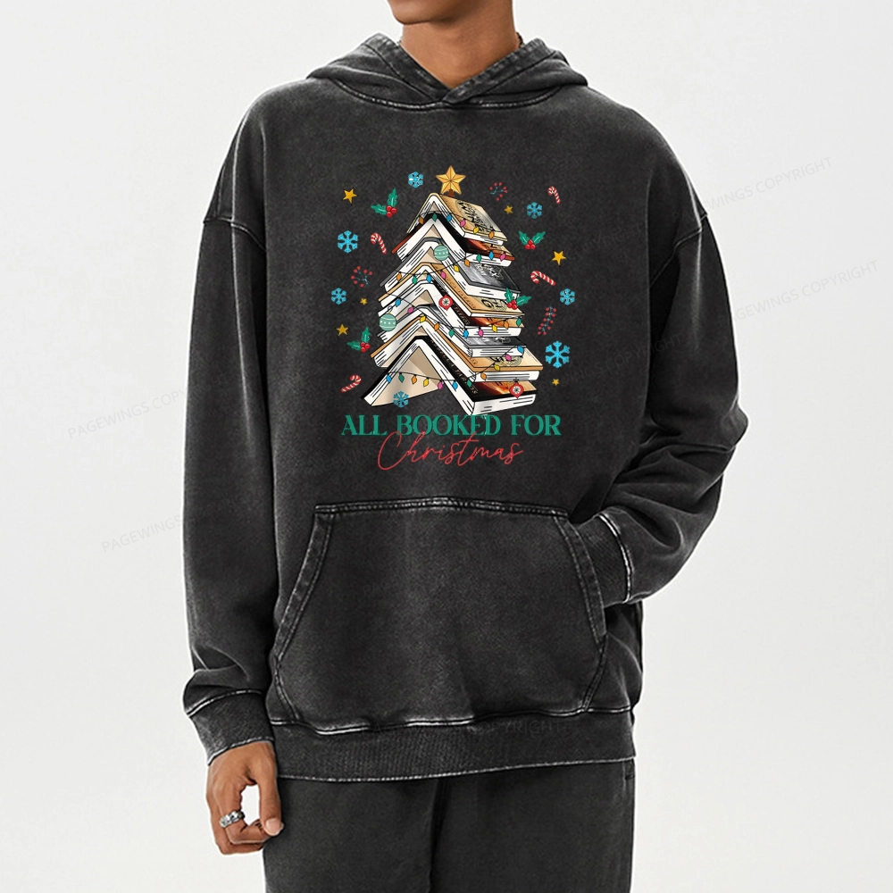 Pagewings All Booked For Christmas Unisex Washed Hoodie