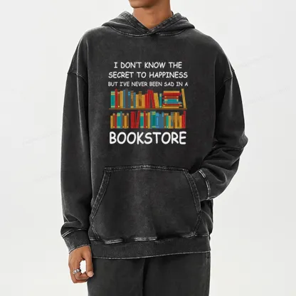 Pagewings I've Never Been Sad In A Bookstore Unisex Washed Hoodie