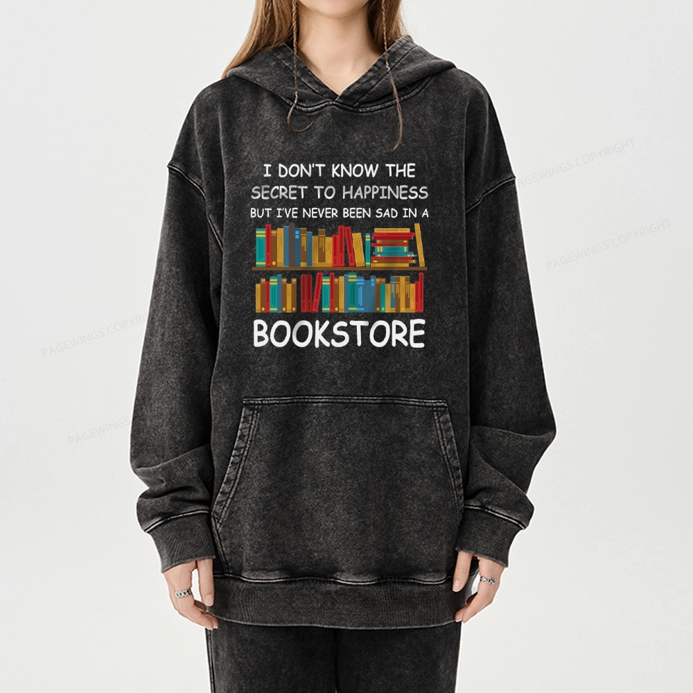 Pagewings I've Never Been Sad In A Bookstore Unisex Washed Hoodie