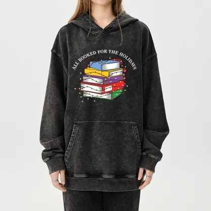 Pagewings Christmas All Booked For the Holidays Unisex Washed Hoodie