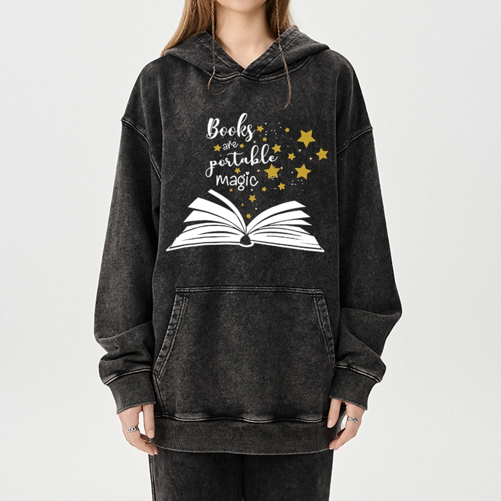 Pagewings Book Are Portable Magic Unisex Washed Hoodie