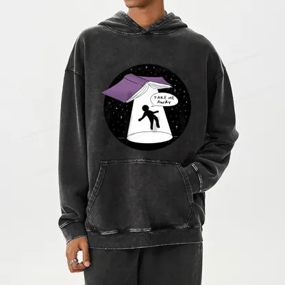 Pagewings Take Me Away Unisex Washed Hoodie