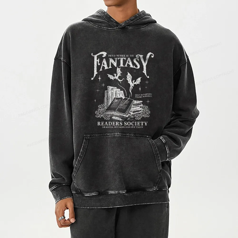 Pagewings  Fantasy Readers Society Unisex Washed Hoodie