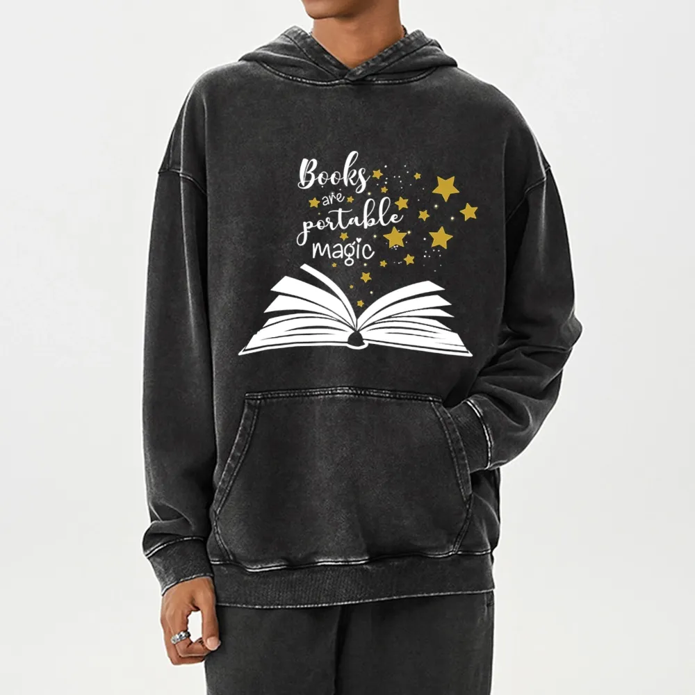 Pagewings Book Are Portable Magic Unisex Washed Hoodie