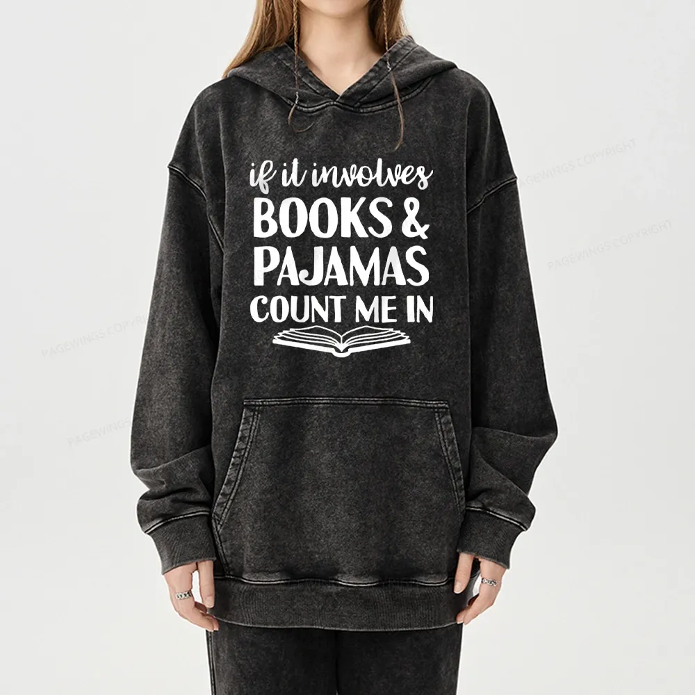 Pagewings Books And Pajamas Unisex Washed Hoodie