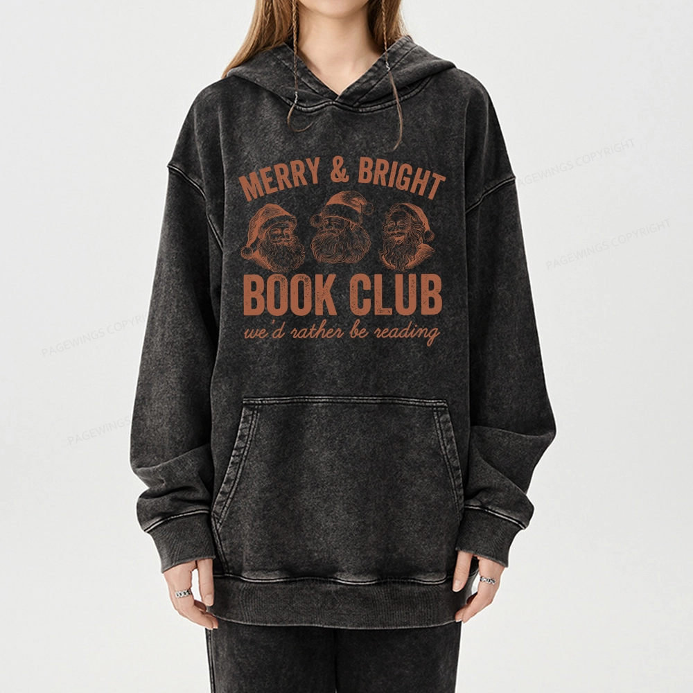 Pagewings Christmas Book Club Unisex Washed Hoodie