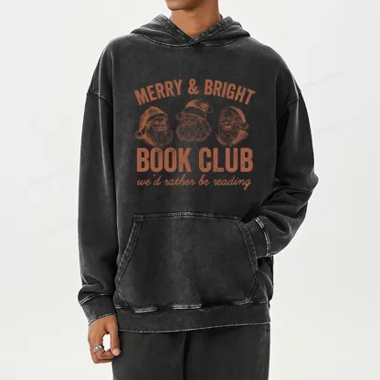 Pagewings Christmas Book Club Unisex Washed Hoodie