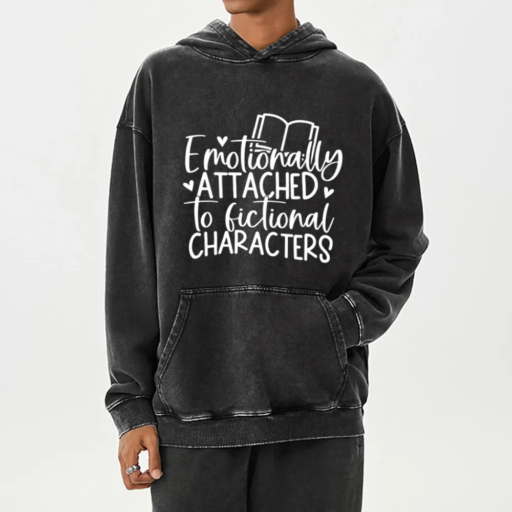 Pagewings Emotionally Attached To Fictional Characters Unisex Washed Hoodie