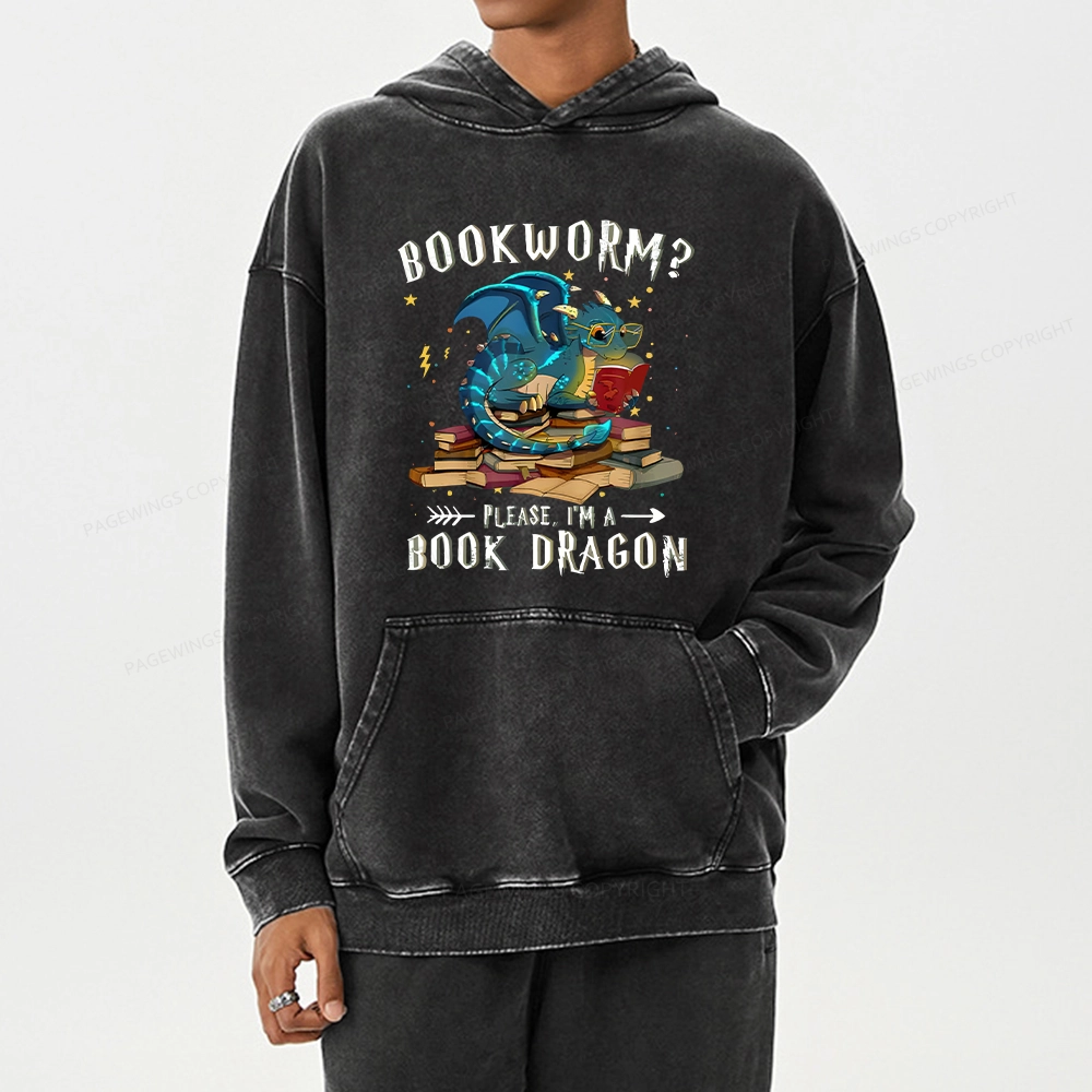 Pagewings Dragon Book Unisex Washed Hoodie