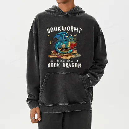 Pagewings Dragon Book Unisex Washed Hoodie