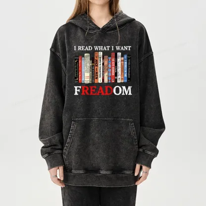 Pagewings I Read What I Want Banned Books Unisex Washed Hoodie