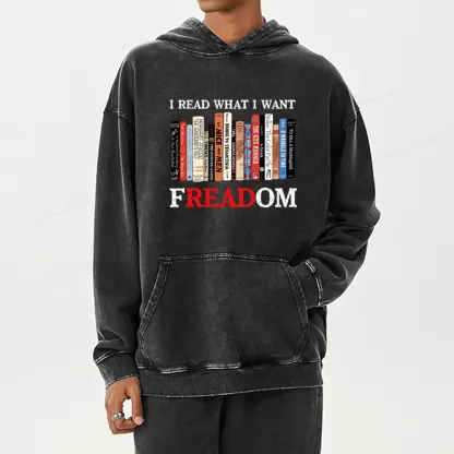 Pagewings I Read What I Want Banned Books Unisex Washed Hoodie