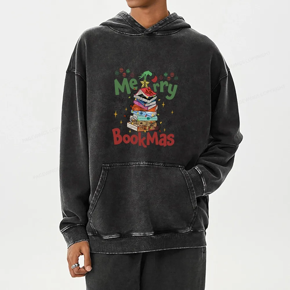 Pagewings Fourth Wing Merry Bookmas Unisex Washed Hoodie