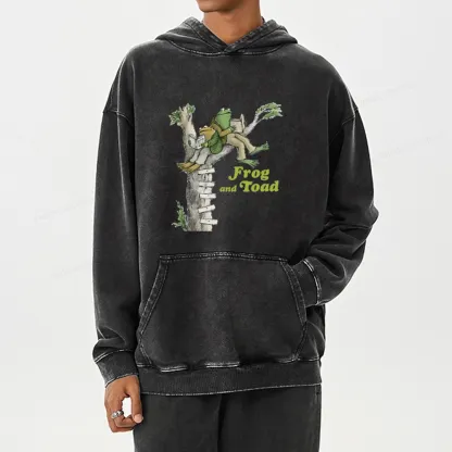 Pagewings Frog and Toad Old Book Unisex Washed Hoodie