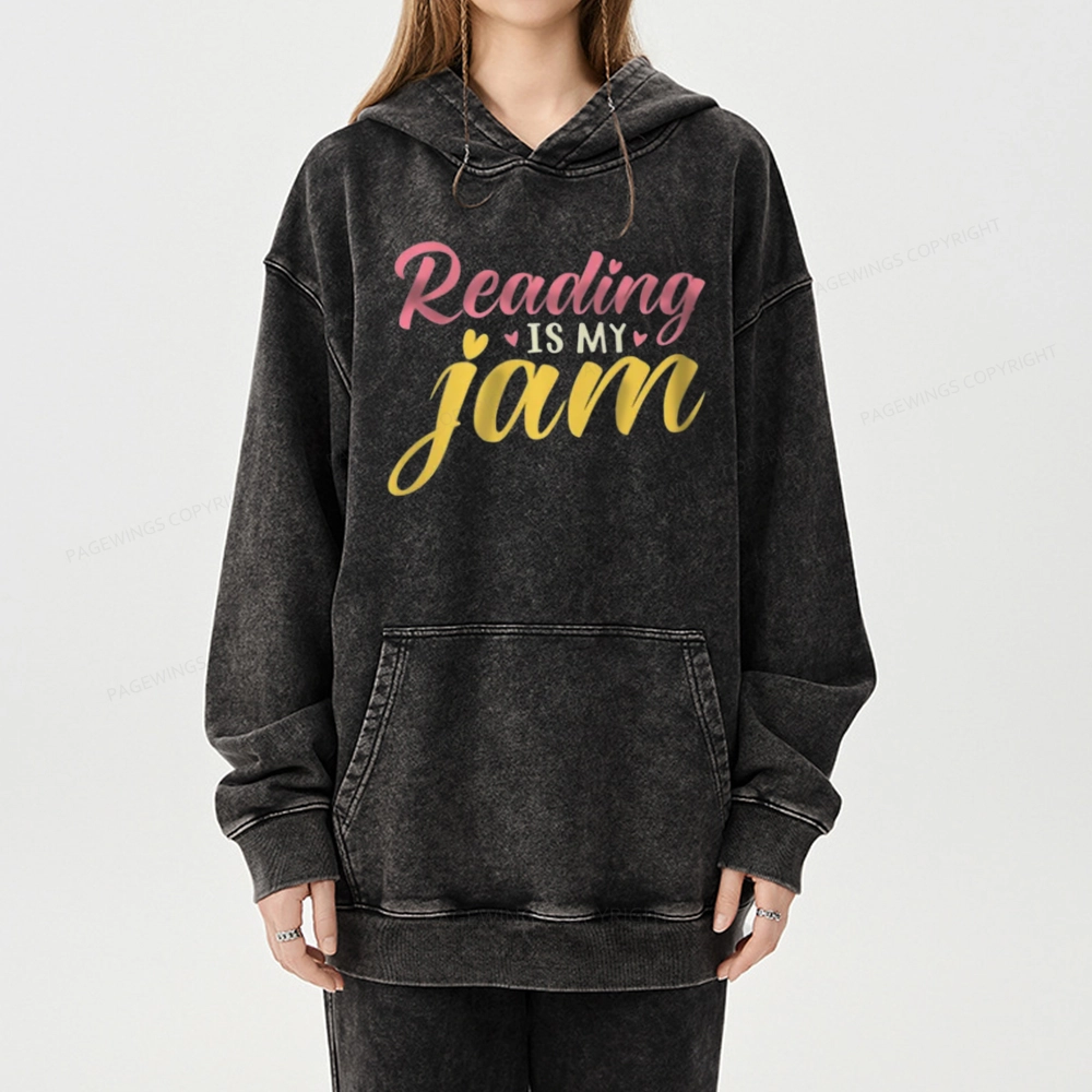 Pagewings Reading is My Jam Unisex Washed Hoodie