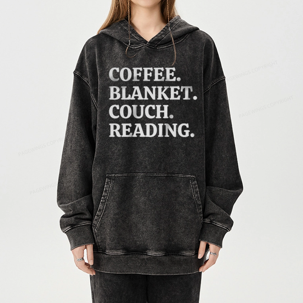 Pagewings Coffee Blanket Couch Reading Unisex Washed Hoodie