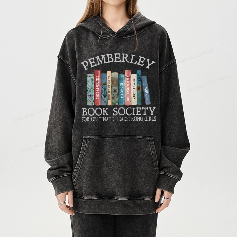Pagewings Pemberley Book Society Unisex Washed Hoodie