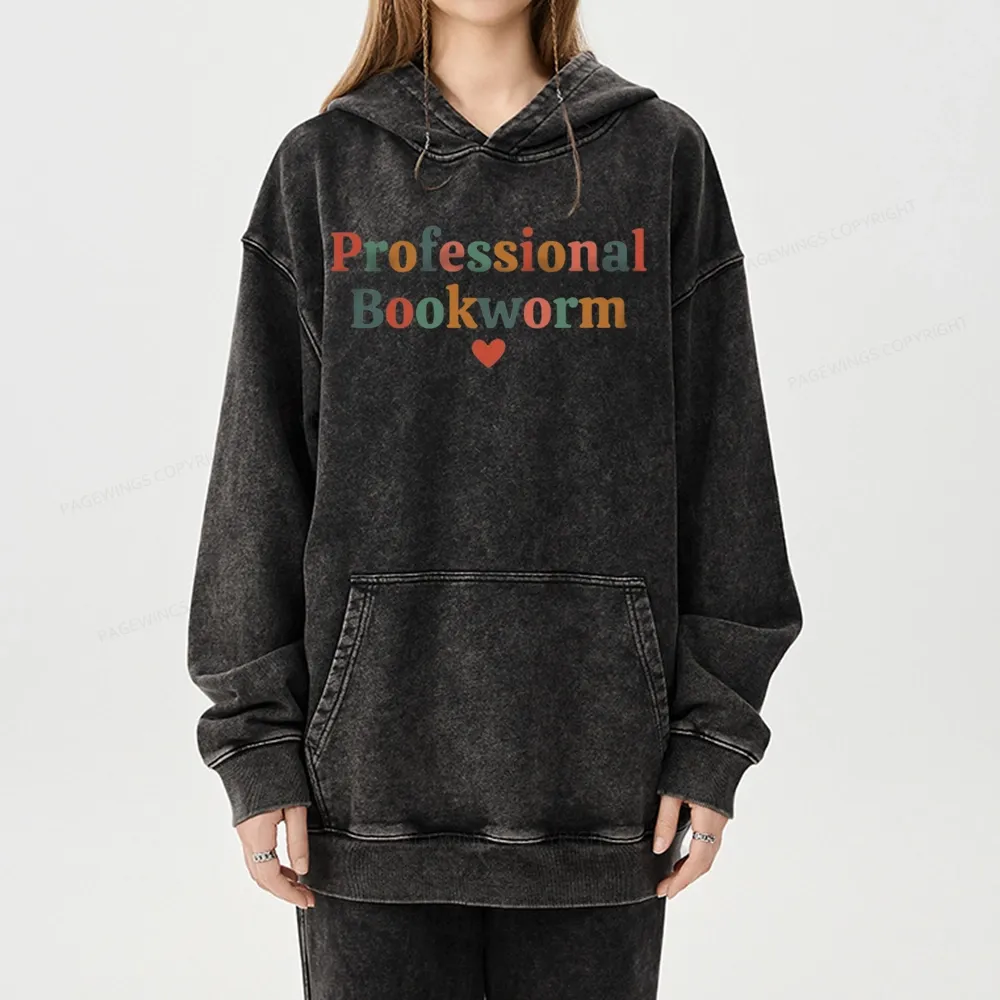 Pagewings Professional Bookworm Unisex Washed Hoodie