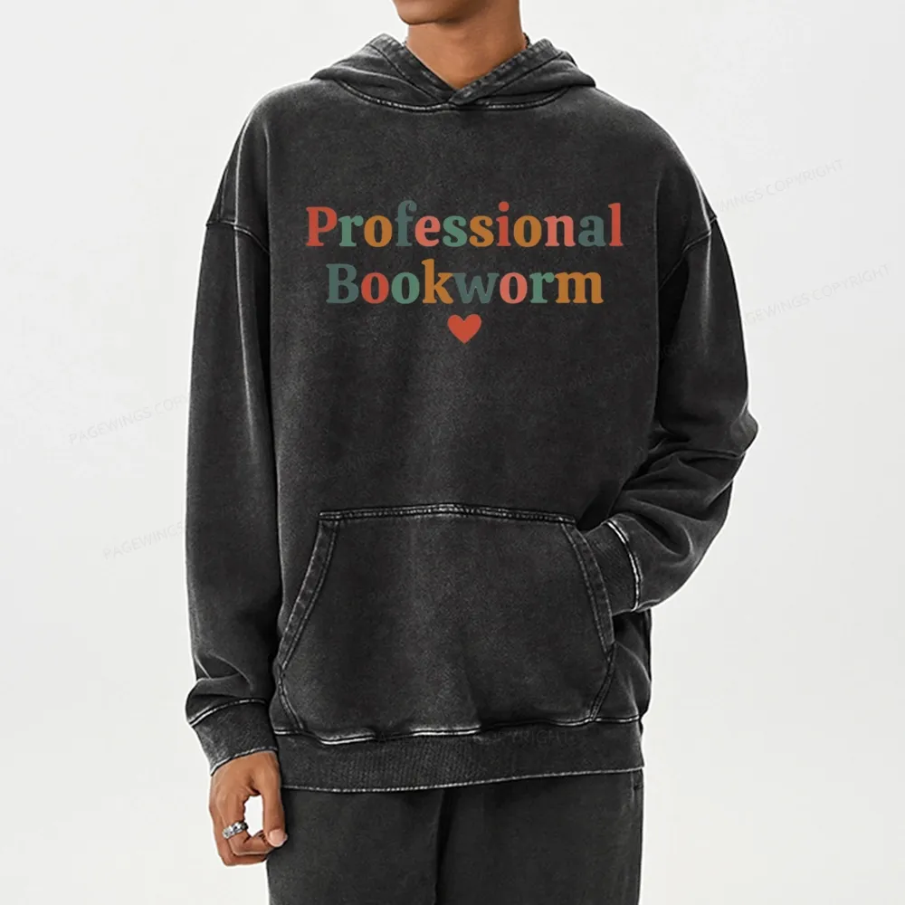 Pagewings Professional Bookworm Unisex Washed Hoodie
