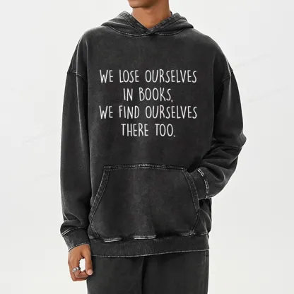 Pagewings Lose Ourselves In Books Unisex Washed Hoodie