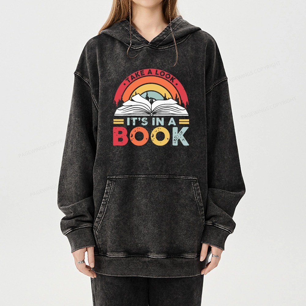 Pagewings Take A Look It's In A Book Unisex Washed Hoodie