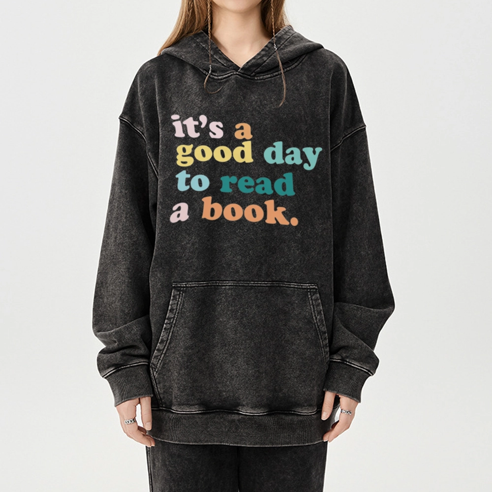 Pagewings It’s a Good Day to Read a Book Unisex Washed Hoodie