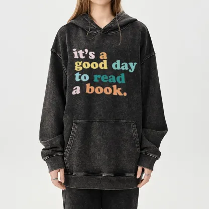 Pagewings It’s a Good Day to Read a Book Unisex Washed Hoodie
