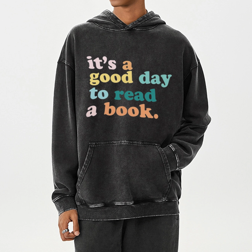 Pagewings It’s a Good Day to Read a Book Unisex Washed Hoodie