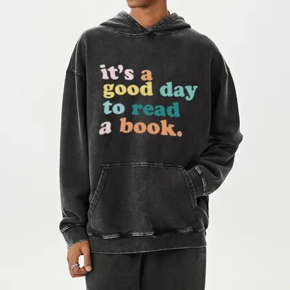 Pagewings It’s a Good Day to Read a Book Unisex Washed Hoodie
