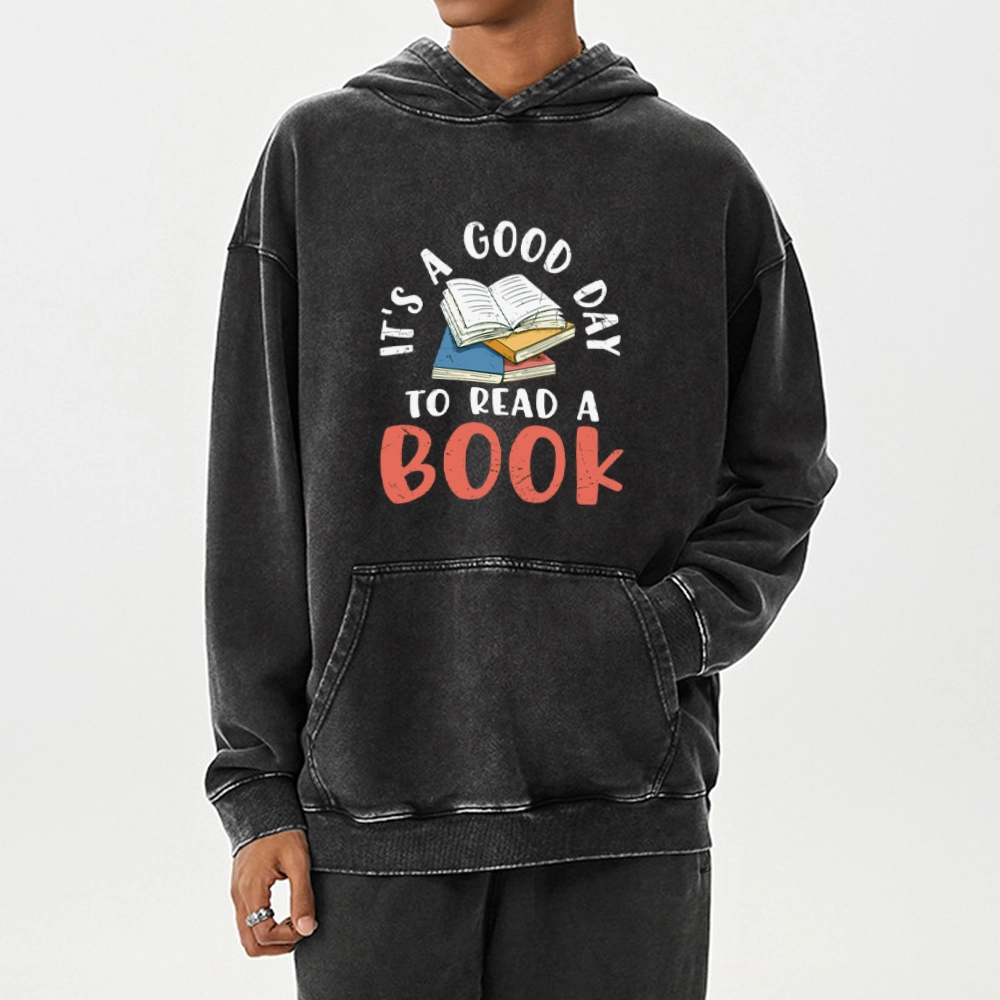Pagewings It’s a Good Day to Read a Book Unisex Washed Hoodie