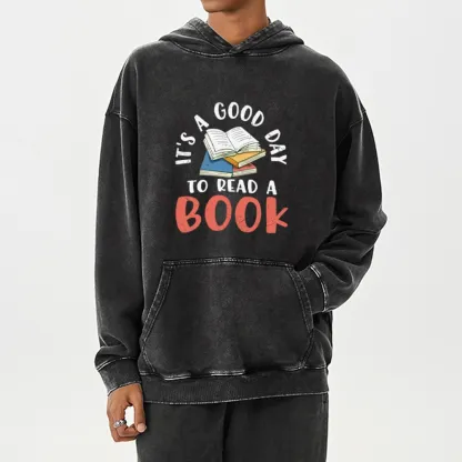 Pagewings It’s a Good Day to Read a Book Unisex Washed Hoodie