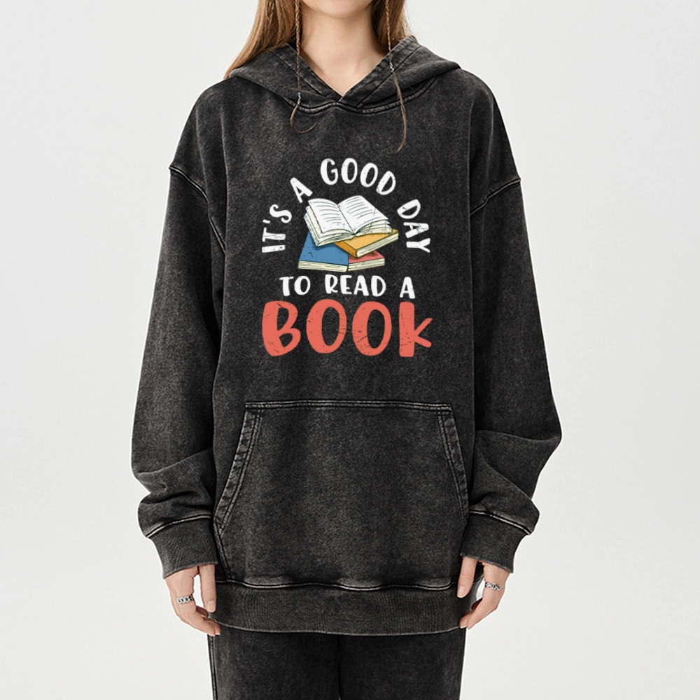 Pagewings It’s a Good Day to Read a Book Unisex Washed Hoodie
