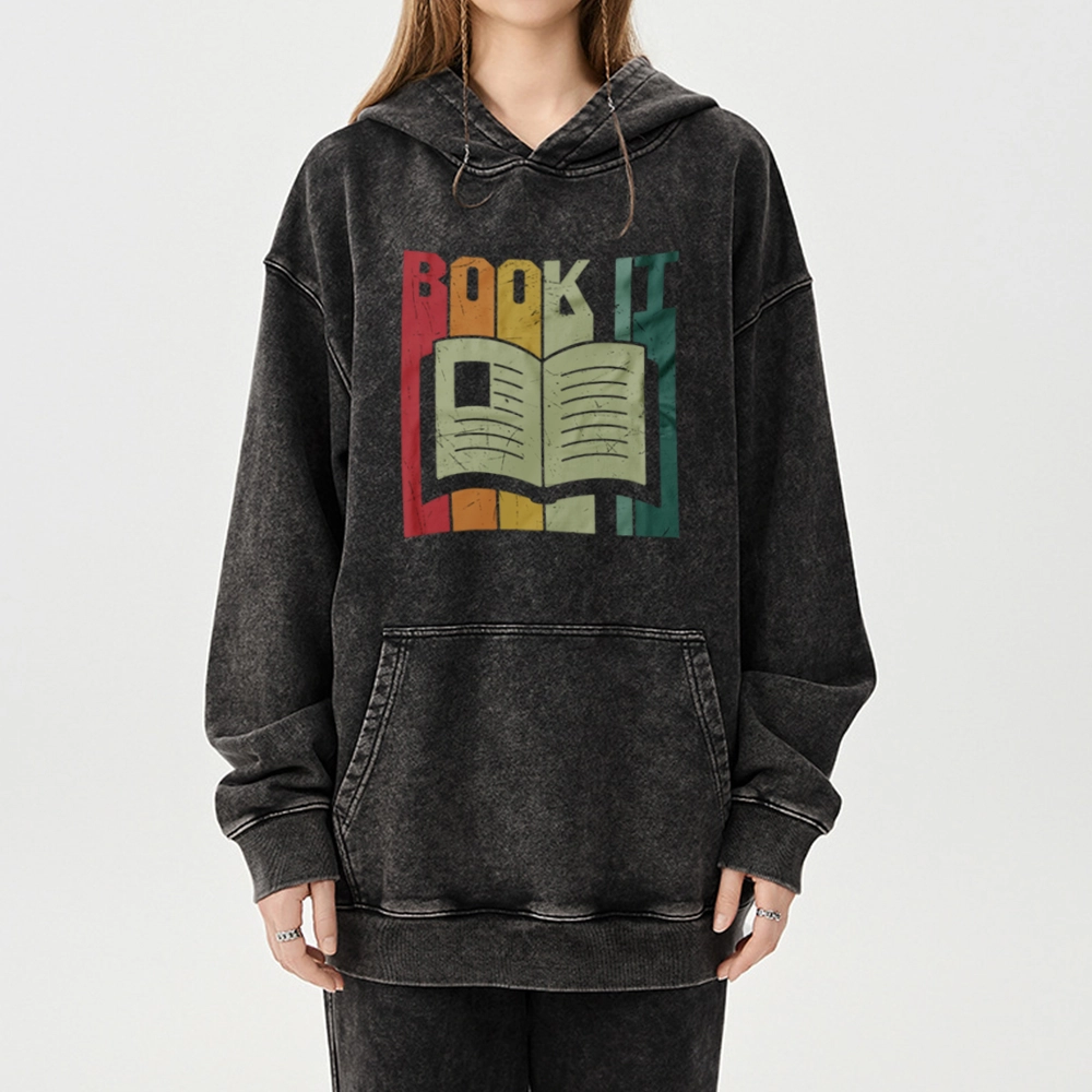 Pagewings Book It Retro 80s Unisex Washed Hoodie
