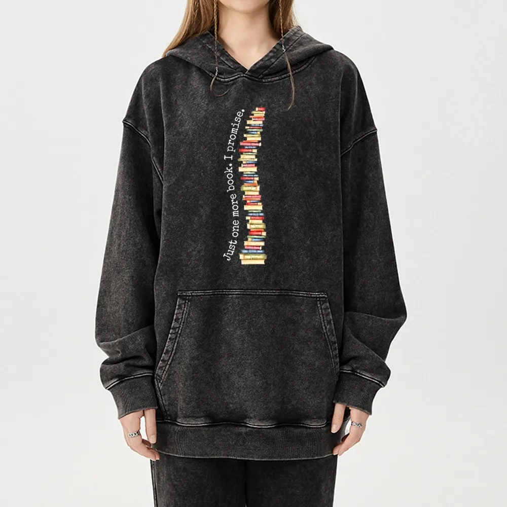 Pagewings Just One More Book I Promise Unisex Washed Hoodie