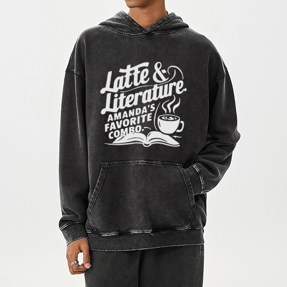 Pagewings Latte & Literature Amanda's Favorite Combo Unisex Washed Hoodie