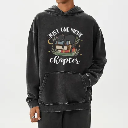 Pagewings Just One More Chapter Adorable Cat Unisex Washed Hoodie