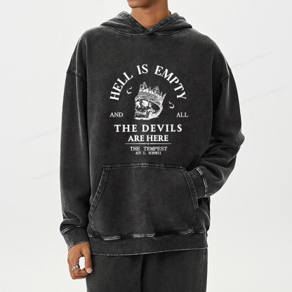 Pagewing Hell Is Empty And All The Devils Are Here Unisex Washed Hoodie