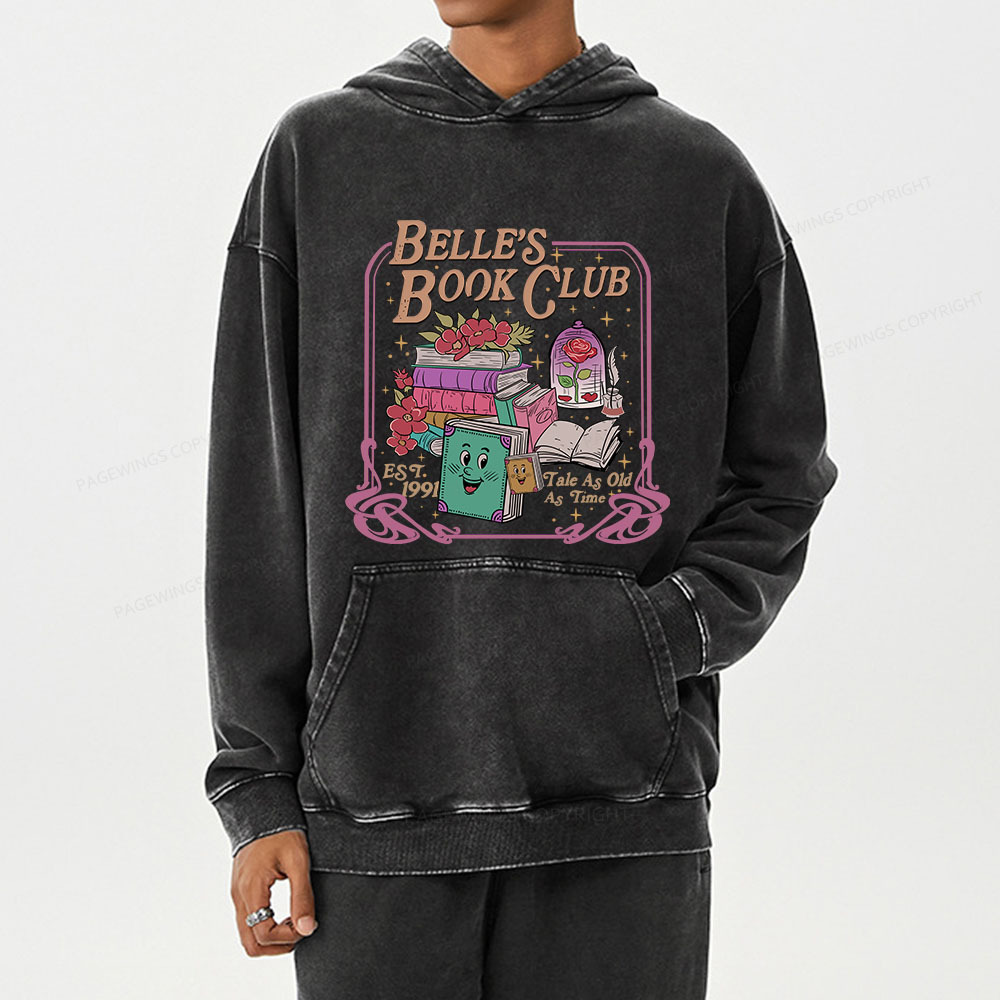 Pagewing Belle's Book Club Unisex Washed Hoodie
