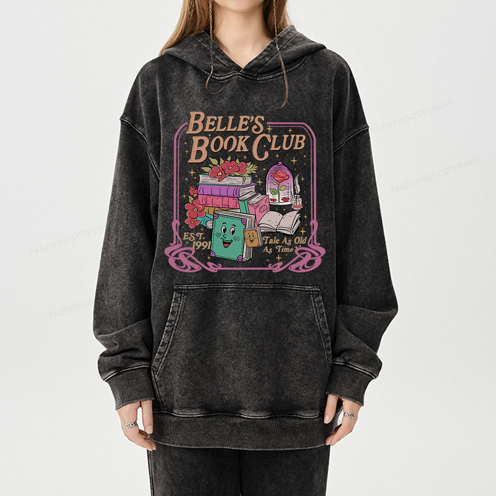 Pagewing Belle's Book Club Unisex Washed Hoodie