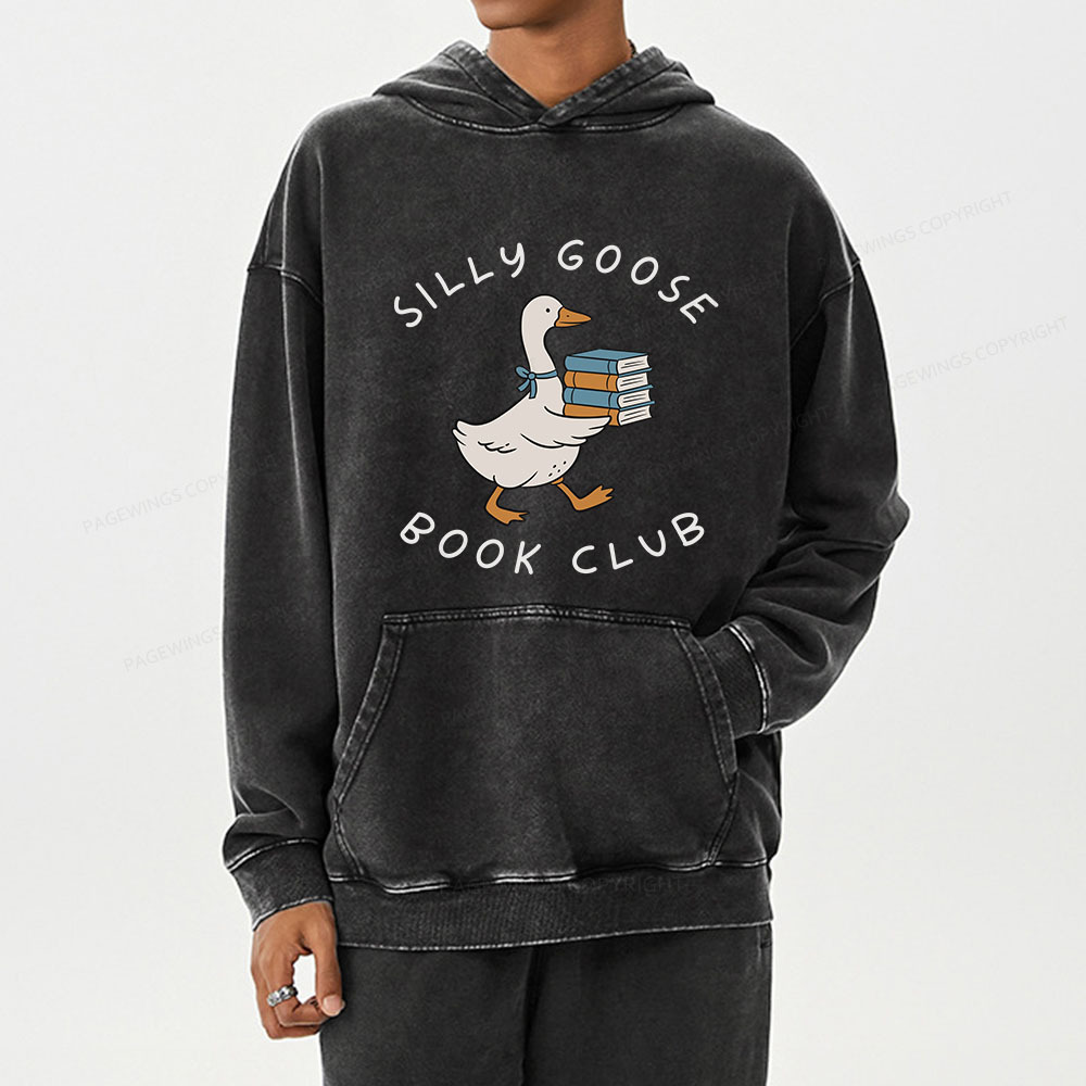 Pagewing Silly Goose Book Club Unisex Washed Hoodie