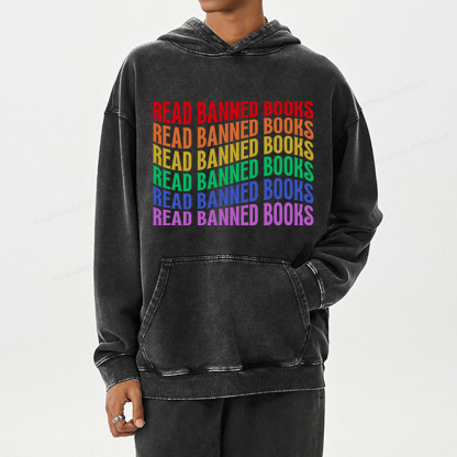 Pagewing Read Banned Books Unisex Washed Hoodie