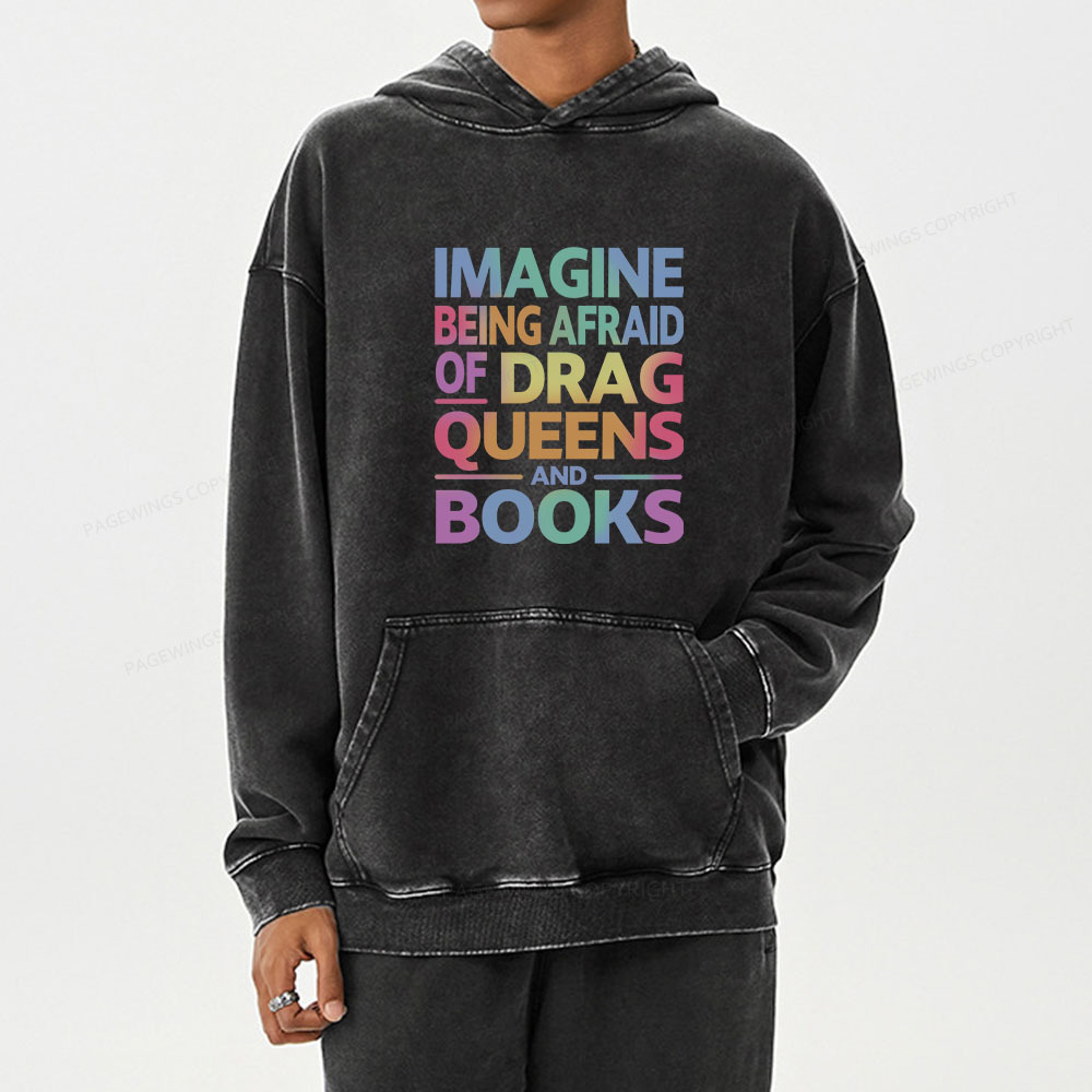 Pagewing Read Banned Books Unisex Washed Hoodie