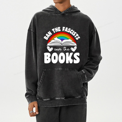 Pagewing Banned books Unisex Washed Hoodie